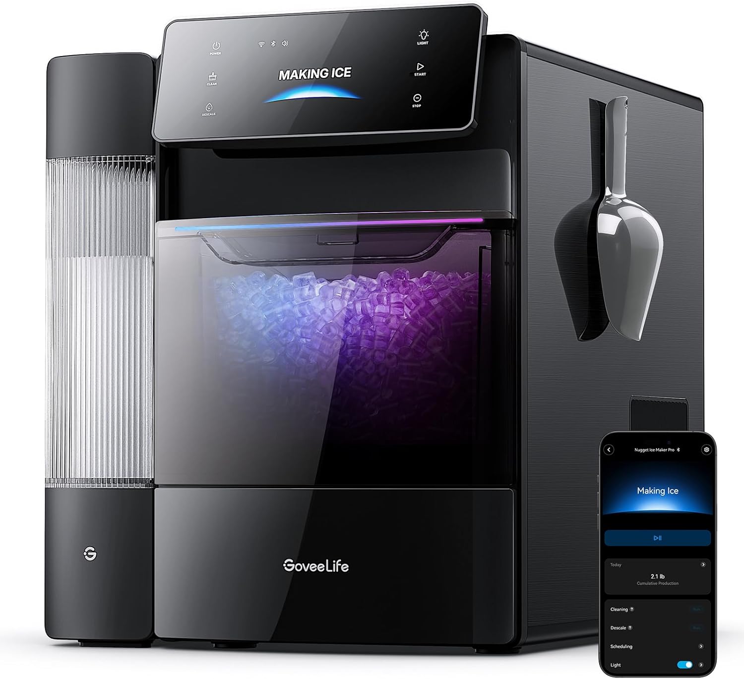 GoveeLife Smart Nugget Ice Maker Pro - 60 lbs Daily 6-Minute First Ice
